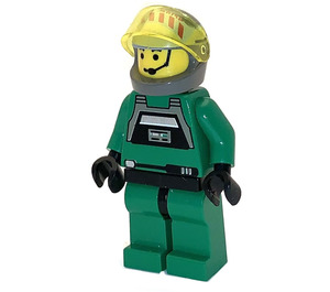 LEGO A-Vleugel Piloot met Groen Jumpsuit en Transparant Geel Vizier met Koptelefoon Minifiguur