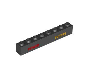 LEGO Steen 1 x 8 met Rood POWER en Geel TV TYPE Markeringen (1399 / 3008)