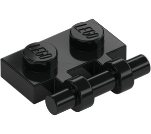 LEGO Zwart Plaat 1 x 2 met Handvat (Open uiteinden) (2540)