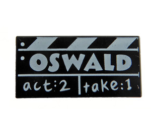 LEGO Tegel 1 x 2 met Clap 'OSWALD', 'act:2', 'take:1' (3069 / 102001)