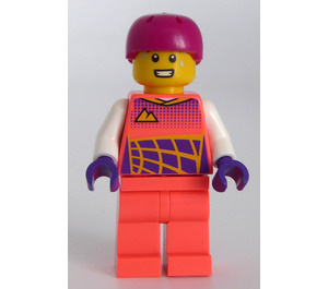 LEGO Boy met Koraalkleurig Torso, Benen en Magenta Sport Helm Minifiguur