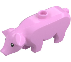 LEGO Fel roze Pig met Zwart Ogen met Wit Pupils (68887 / 87876)