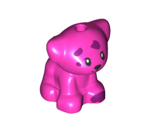 LEGO Donkerroze Hond (Sitting) met Magenta Spots (69901 / 77302)