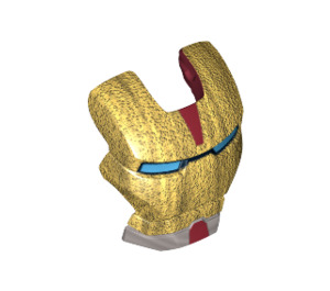 LEGO Iron Man Vizier met Gold Gezicht, Medium blauw Ogen en Zilver Chin (14415)