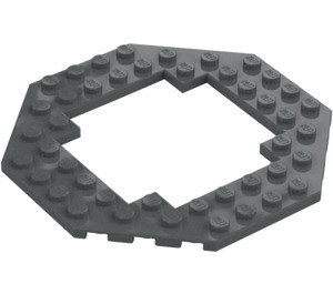 LEGO Donker steengrijs Plaat 10 x 10 Octagonal met Open Midden (6063 / 29159)