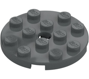 LEGO Donker steengrijs Plaat 4 x 4 Rond met Gat en Snapstud (60474)