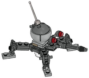 LEGO Dwerg Spin Droid met Dark Stone Grijs Dome en Zwart Blaster Minifiguur