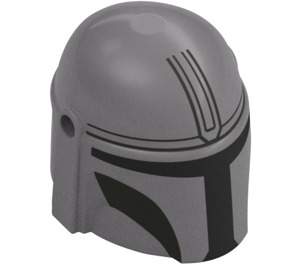 LEGO Helm met Zijkanten Gaten met Mandalorian Zwart met Streep (3807 / 106132)