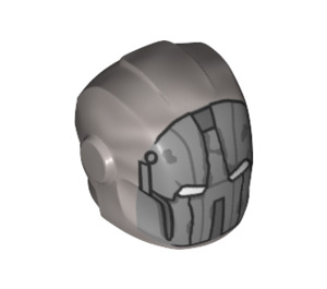 LEGO Effen zilver Helm met Glad Voorkant met Zilver Faceplate en Wit Ogen (28631 / 80747)