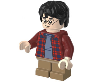 LEGO Harry Potter met Donkerrood Plaid Shirt en Donker zandbruin Benen Minifiguur