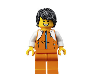 LEGO Man in Oranje Zipper Jack met Wit Armen Minifiguur