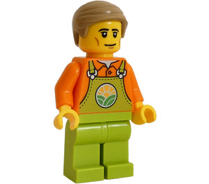 LEGO Man met Limoen Overalls met logo Minifiguur