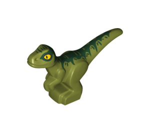 LEGO Olijfgroen Baby Raptor met Groen Decoratie en Geel Ogen (37829 / 65440)