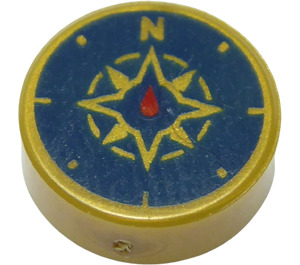 LEGO Parelmoer goud Tegel 1 x 1 Rond met Compass Rose (25619 / 98138)