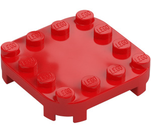 LEGO Rood Plaat 4 x 4 x 0.7 met Afgeronde hoeken en Empty Middle (66792)