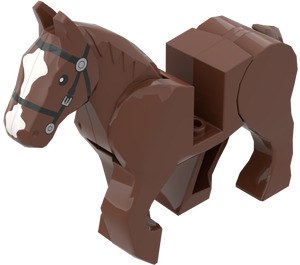 LEGO Roodachtig bruin Paard met Moveable Benen en Zwart Teugel en Wit Gezicht Voorkant (10509)