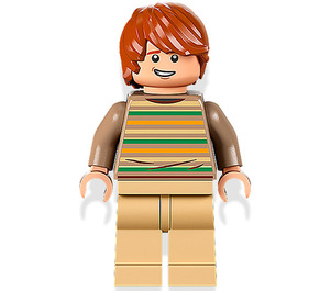 LEGO Ron Weasley met Donker zandbruin Striped Trui Minifiguur