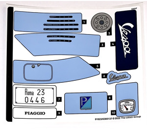 LEGO Sticker Sheet for Vespa Set 10298 (01023)