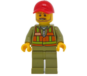 LEGO Trein Worker met Rood Pet Minifiguur