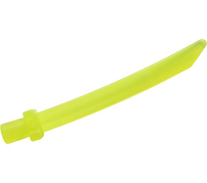 LEGO Transparant neon groen Zwaard met Vierkant Crossguard