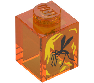 LEGO Steen 1 x 1 met Mosquito in Amber Decoratie (3005 / 68818)