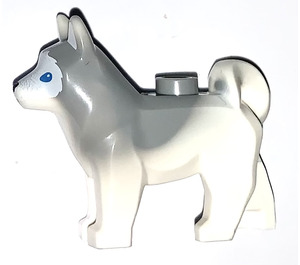 LEGO Hond - Husky met Blauw Ogen en Gemarmerd Grijs