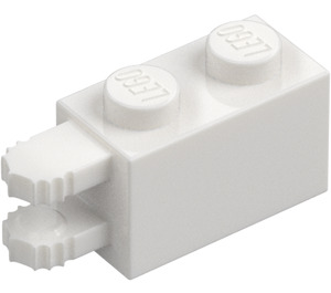 LEGO Wit Scharnier Steen 1 x 2 Vergrendelings met Dual Finger aan Einde Horizontaal (30540 / 54672)