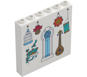 LEGO Paneel 1 x 6 x 5 met Vogel Cage, Guitar, en Venster (59349 / 105554)