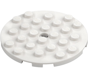 LEGO Wit Plaat 6 x 6 Rond met Pin Gat (11213)