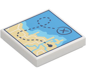 LEGO Tegel 2 x 2 met Coastline Map en X (3068 / 100888)