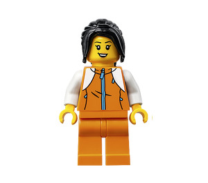 LEGO Vrouw in Oranje Zipper Jack met Wit Armen Minifiguur