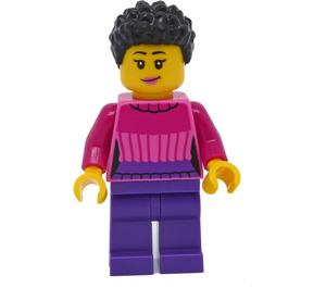 LEGO Vrouw met Magenta en Dark Paars Trui Minifiguur