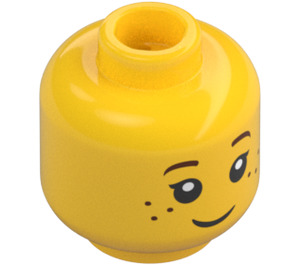 LEGO Minifiguur Hoofd met Zwart Eyelashes, Bruin Eyebrows, Freckles Patroon (20393 / 30973)