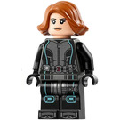 LEGO Zwart Widow met Kort haar met Printed Benen en Licht Blauw Trim Minifiguur