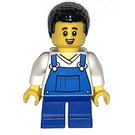 LEGO Boy, Blauw Overalls, Zwart Haar Minifiguur