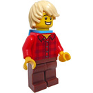 LEGO Boy met Checked Rood Shirt en Rugzak Minifiguur