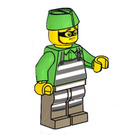 LEGO Crimineel met Prison Overalls en Groen Papier Hoed Minifiguur