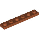 LEGO Donkeroranje Plate 1 x 6 (3666)