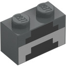 LEGO Steen 1 x 2 met Minecraft Zwart Lines met buis aan de onderzijde (3004 / 37227)