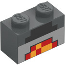 LEGO Steen 1 x 2 met Minecraft Zwart, Rood, en Geel Blocks met buis aan de onderzijde (3004 / 37228)