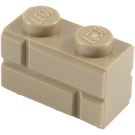 LEGO Donker zandbruin Brick 1 x 2 with Embossed Bricks (98283)