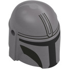 LEGO Helm met Zijkanten Gaten met Mandalorian Zwart met Streep (3807 / 106132)