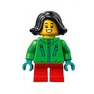 LEGO Meisje met Fel groen Jack en Donker turquoise Handen Minifiguur