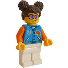 LEGO Meisje met Dark Azur Torso met Oranje Armen en 'NB' Minifiguur