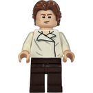 LEGO Han Solo met Wit Shirt met Wrinkles en Dark Bruin Benen met Golvend Haar en Printed Rug Minifiguur