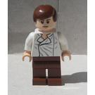 LEGO Han Solo met Wit Shirt met Wrinkles en Reddish Bruin Benen (Somber / gesloten Ogen) Minifiguur