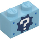 LEGO Steen 1 x 2 met Wit Question Mark aan Dark Blauw Tandwiel Cog met buis aan de onderzijde (76887 / 107964)