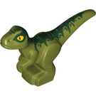 LEGO Baby Raptor met Groen Decoratie en Geel Ogen (37829 / 65440)