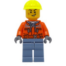 LEGO spoor Worker met Geel Constructie Hoed Minifiguur