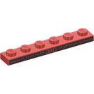 LEGO Plaat 1 x 6 met Rood Audi logo en Dashes aan Zwart Background (3666 / 106729)